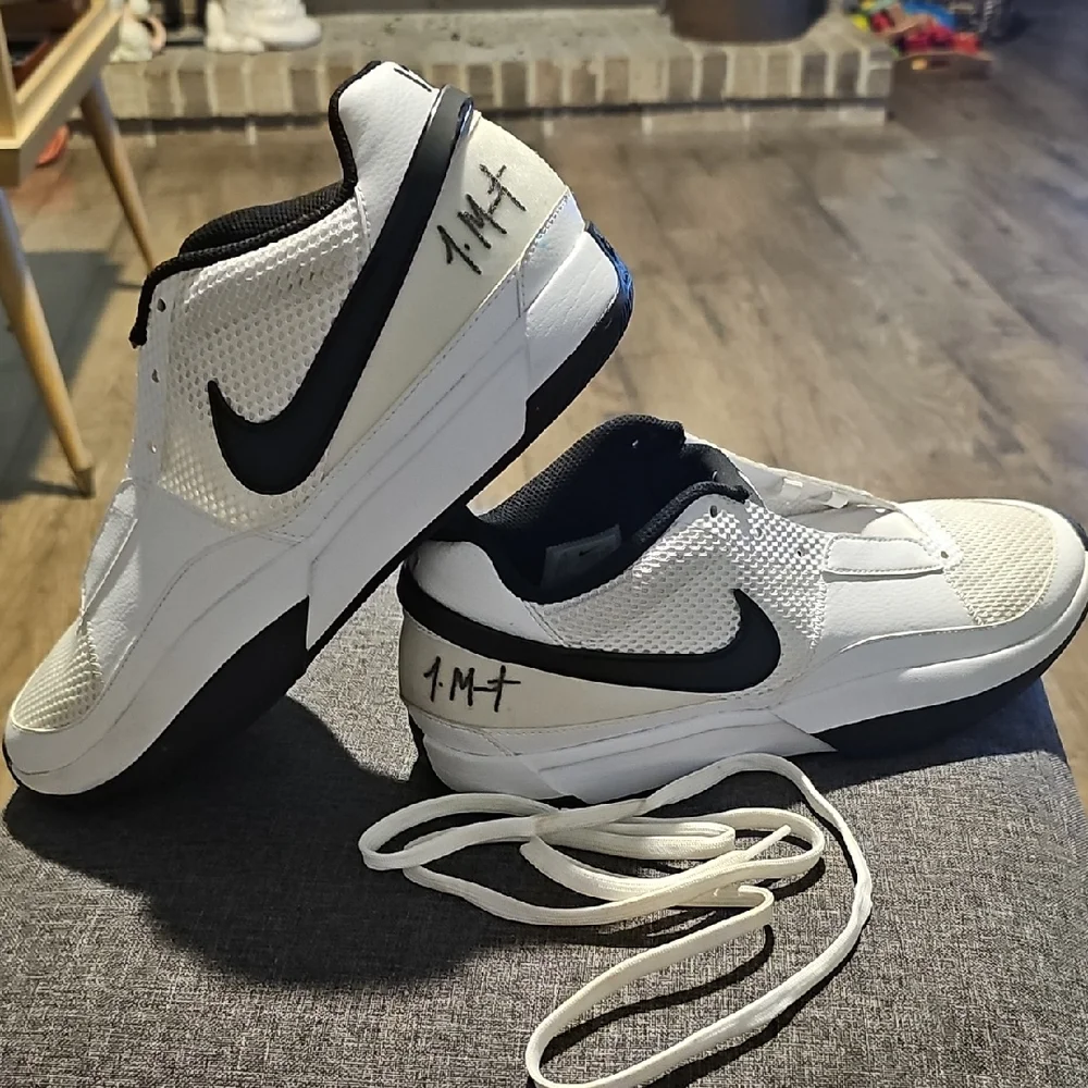 NWOT Nike JA MORANT Men's White Black Sneakers Size 10.5 Streetwear Tennis Shoe
